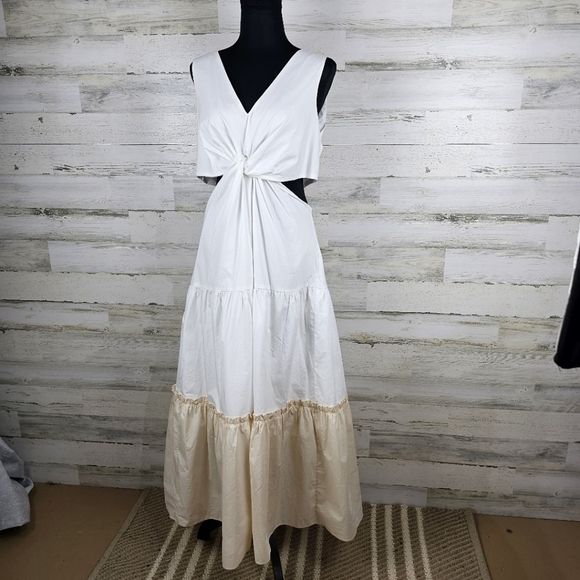 Endless Rose Twist Front Side Cutout Maxi Dress Large Cotton Cottagecore NWT - Picture 3 of 16